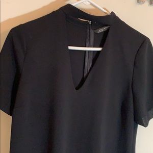 Dress open neck checker zara black